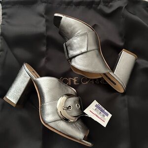 Racine Carree silver mules